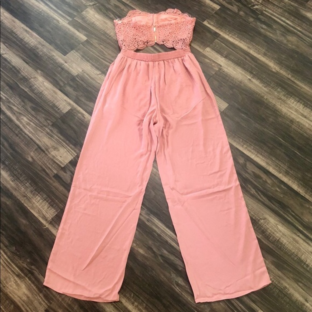 Iris Basic Strapless Crochet Wide Leg Jumpsuit - image 8